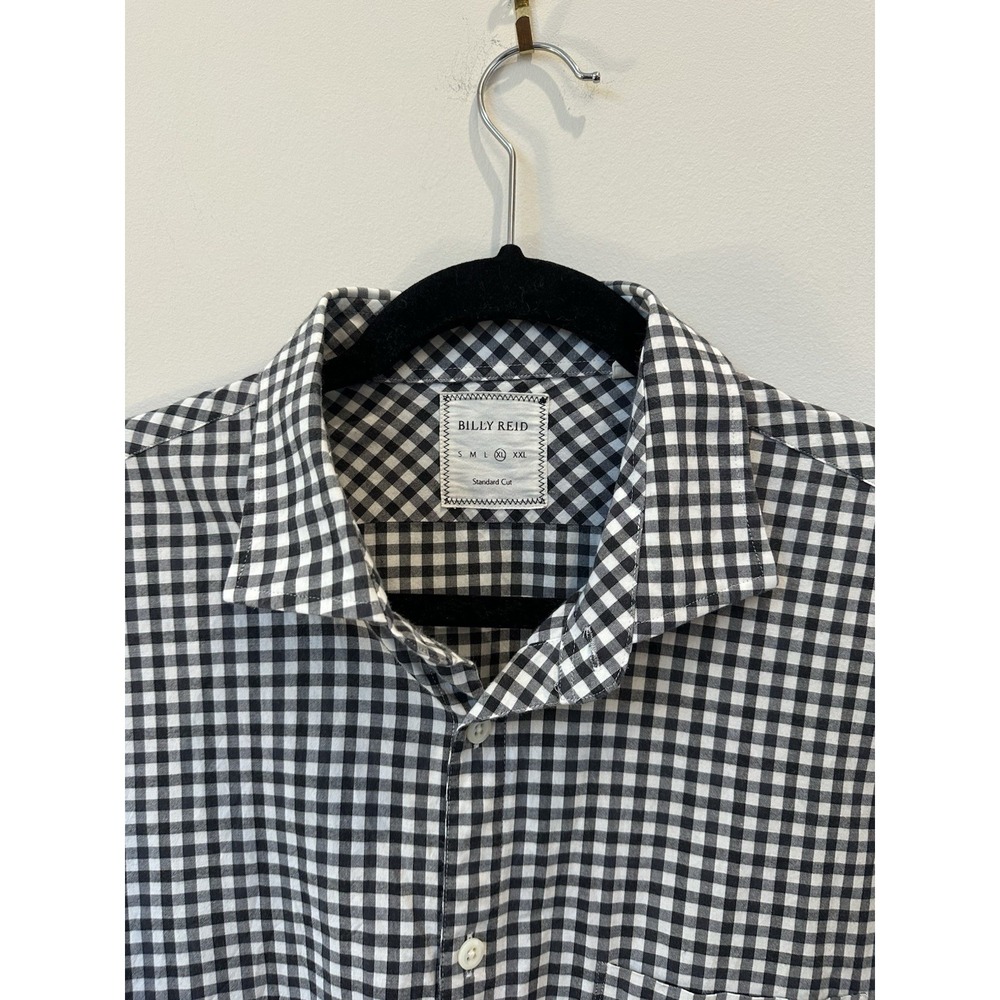 Billy Reid Standard Cut Black White Gingham LS Shirt XL